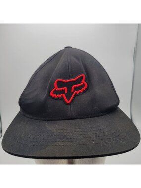 Fox Racing Snapback Mesh Trucker Hat OSFA Black Red Embroidered Logo Adjustable